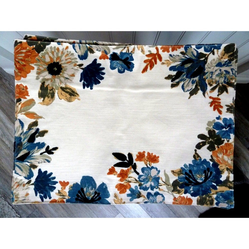 **NEW ENVOGUE (4) PC Placemats Embroidered Floral Lined Back Cottage Rectangle**